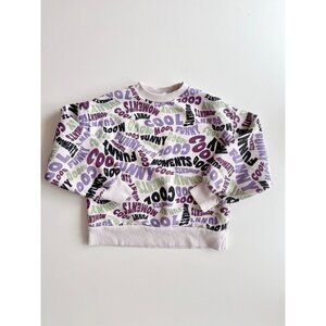 Kids' ZARA Purple Green Groovy Graphic Print Fleece Sweatshirt, Size 9